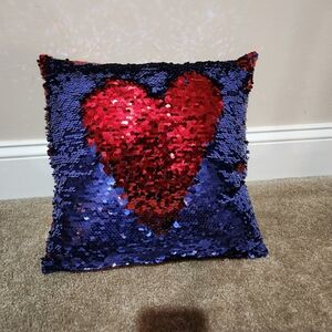 Blue and Red Sequin Two-Toned Pillow